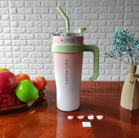 1200ml Large Capacity Stainless Steel Straw Water Bottle