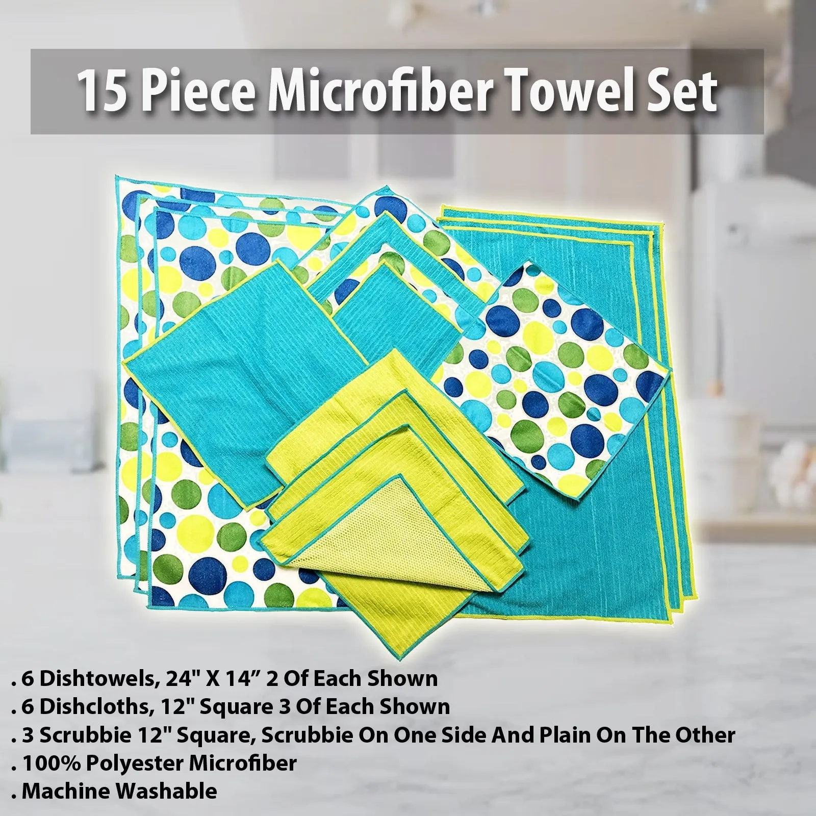 15 Piece Microfiber Towel Set