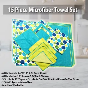 15 Piece Microfiber Towel Set