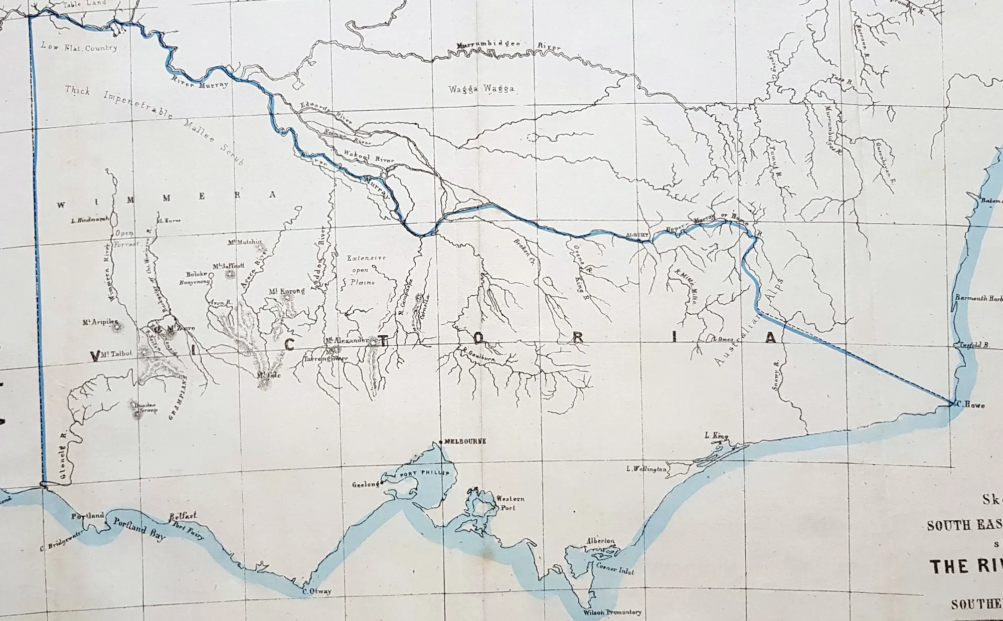 1853 John Arrowsmith Rare Antique Map of The River Murray & Victoria, Australia