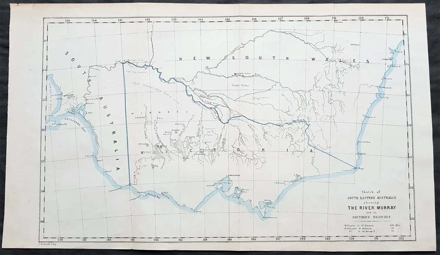 1853 John Arrowsmith Rare Antique Map of The River Murray & Victoria, Australia