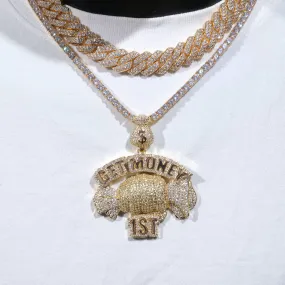 18K Gold-Plated Get Money First Iced Necklace