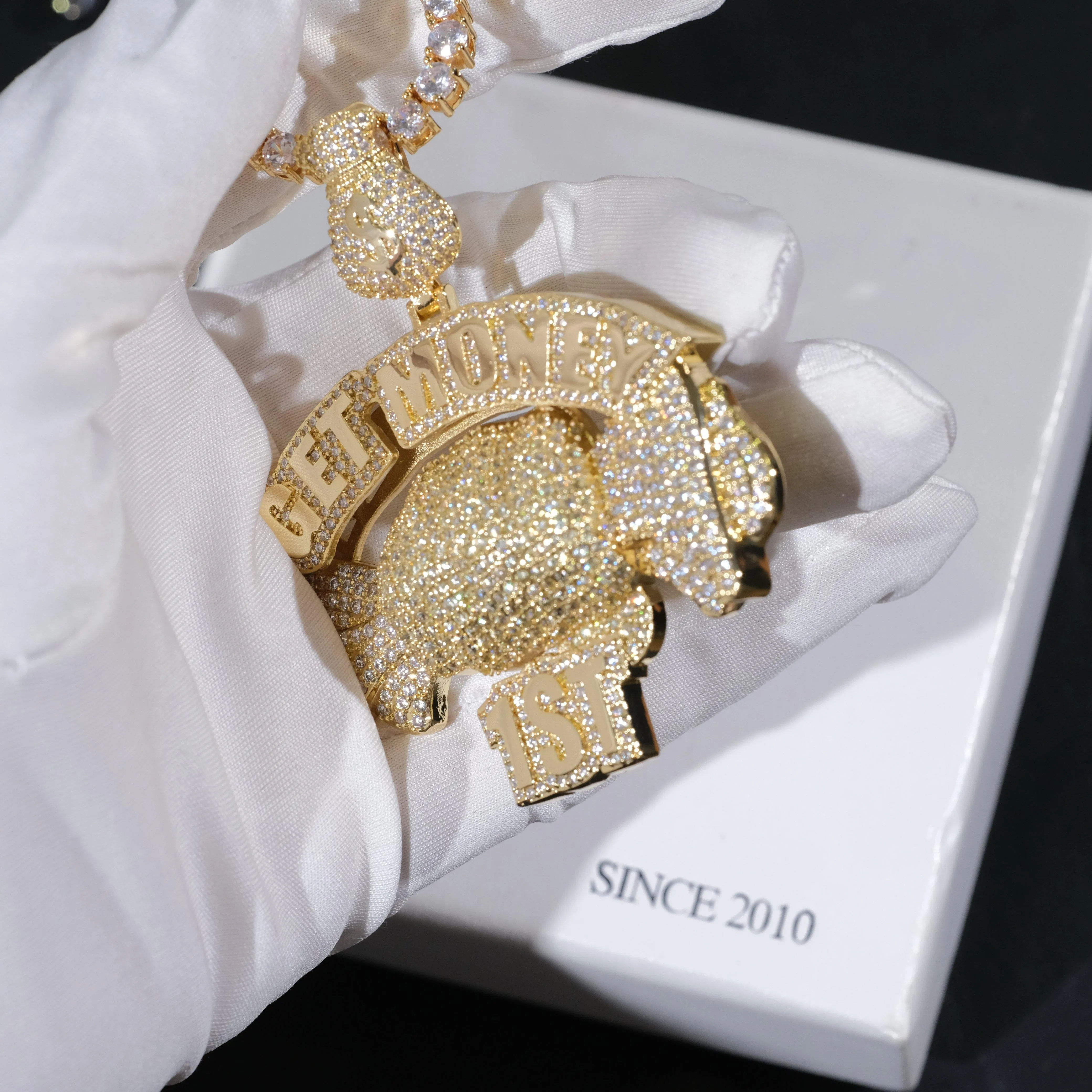 18K Gold-Plated Get Money First Iced Necklace