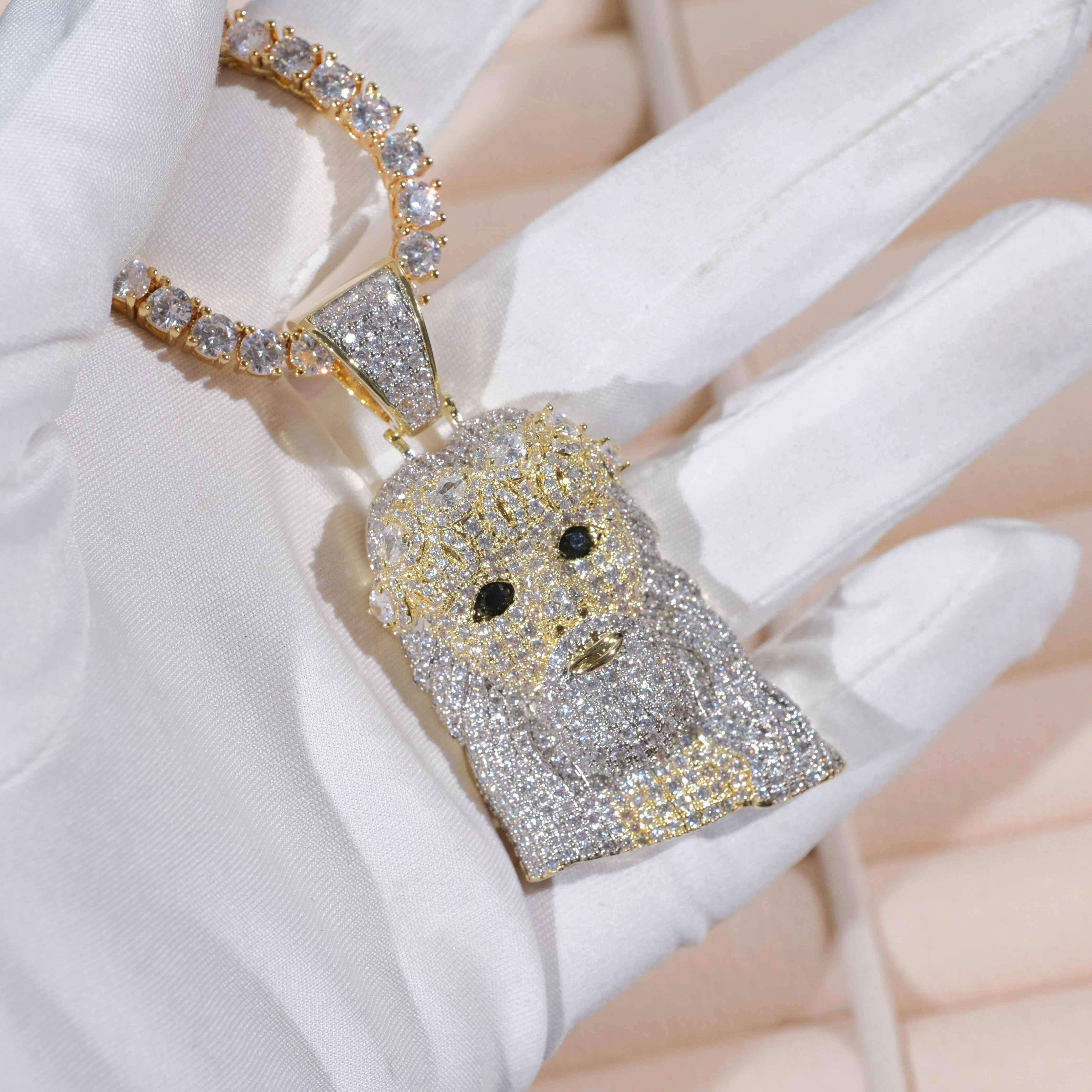 18K Gold-Plated Jesus Iced Necklace