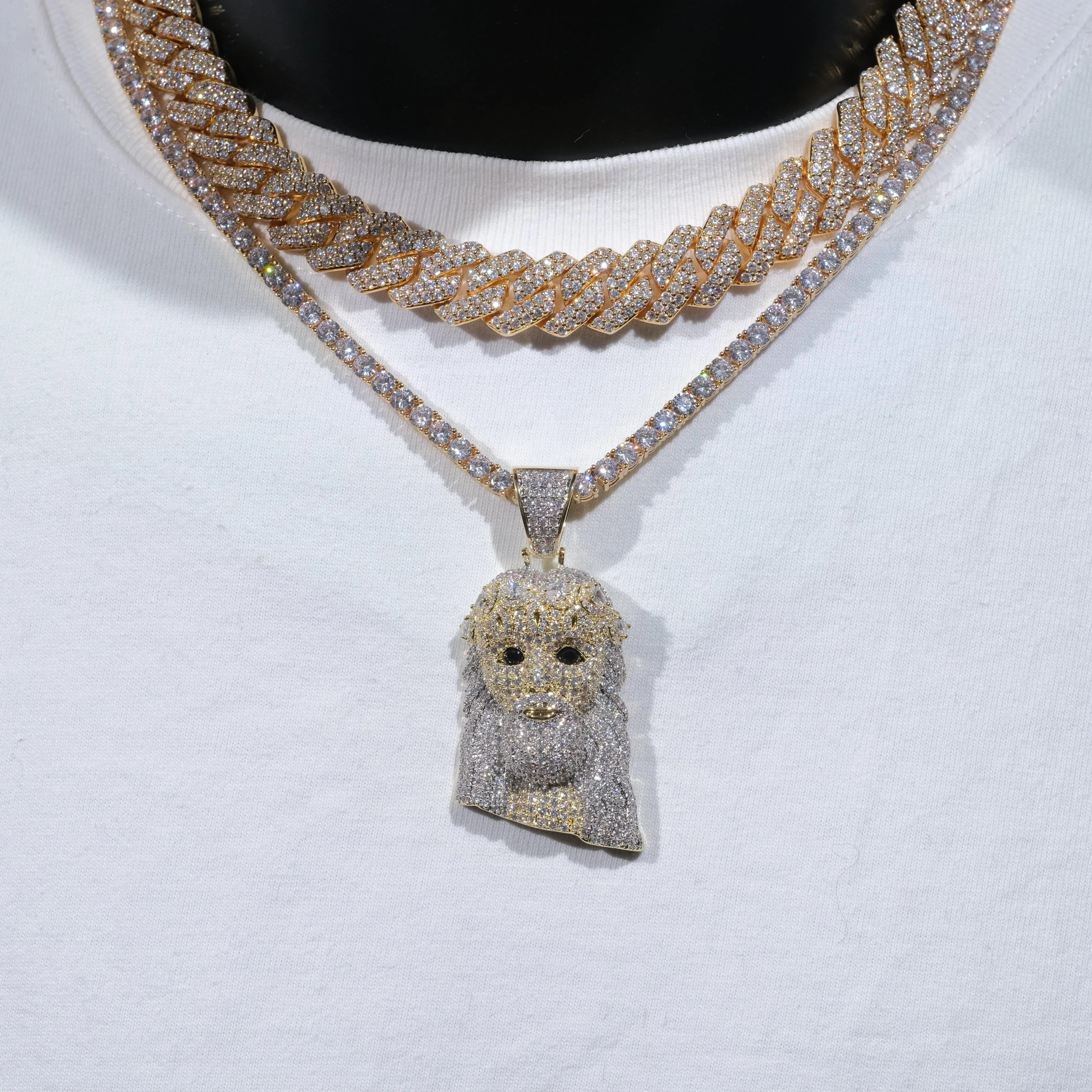 18K Gold-Plated Jesus Iced Necklace