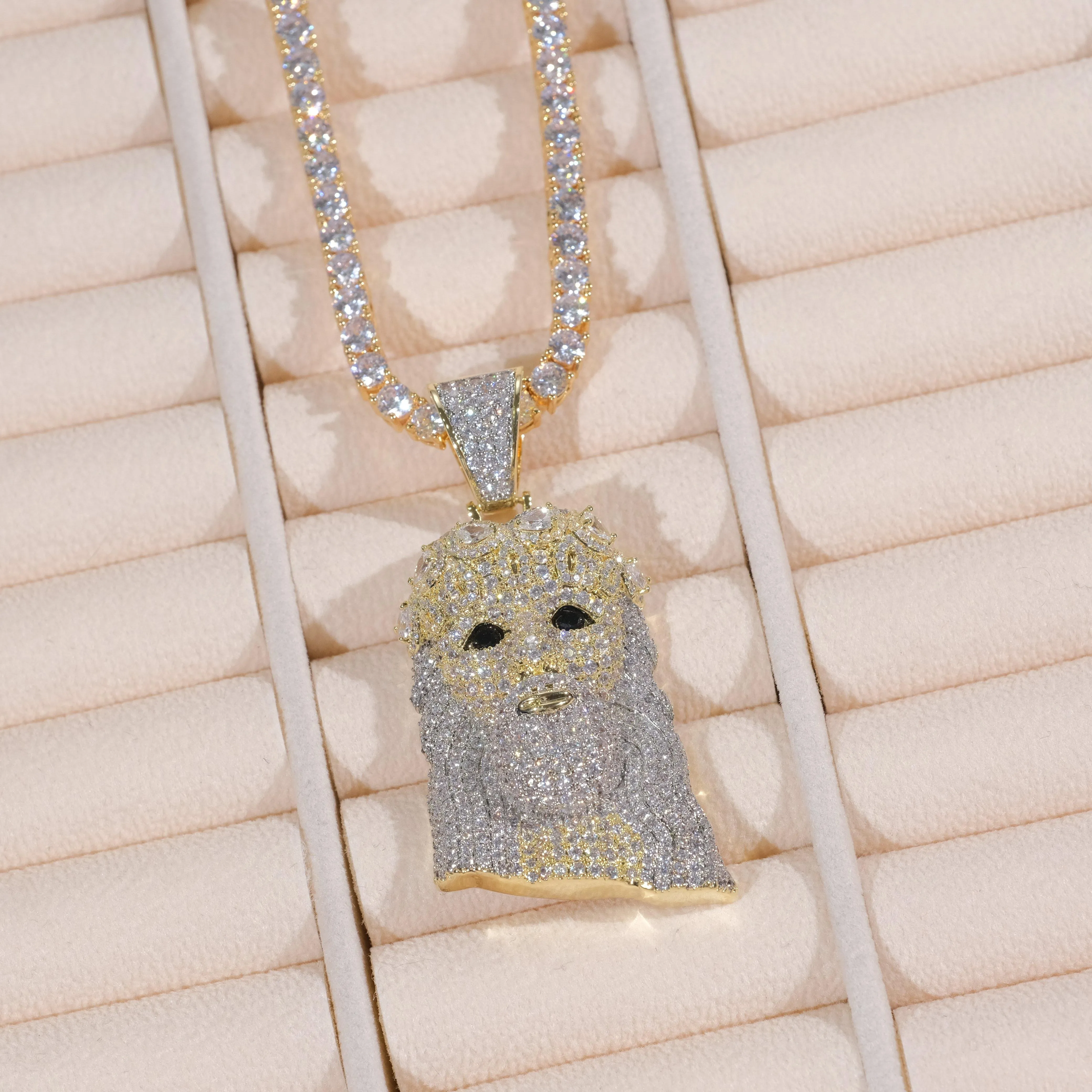 18K Gold-Plated Jesus Iced Necklace