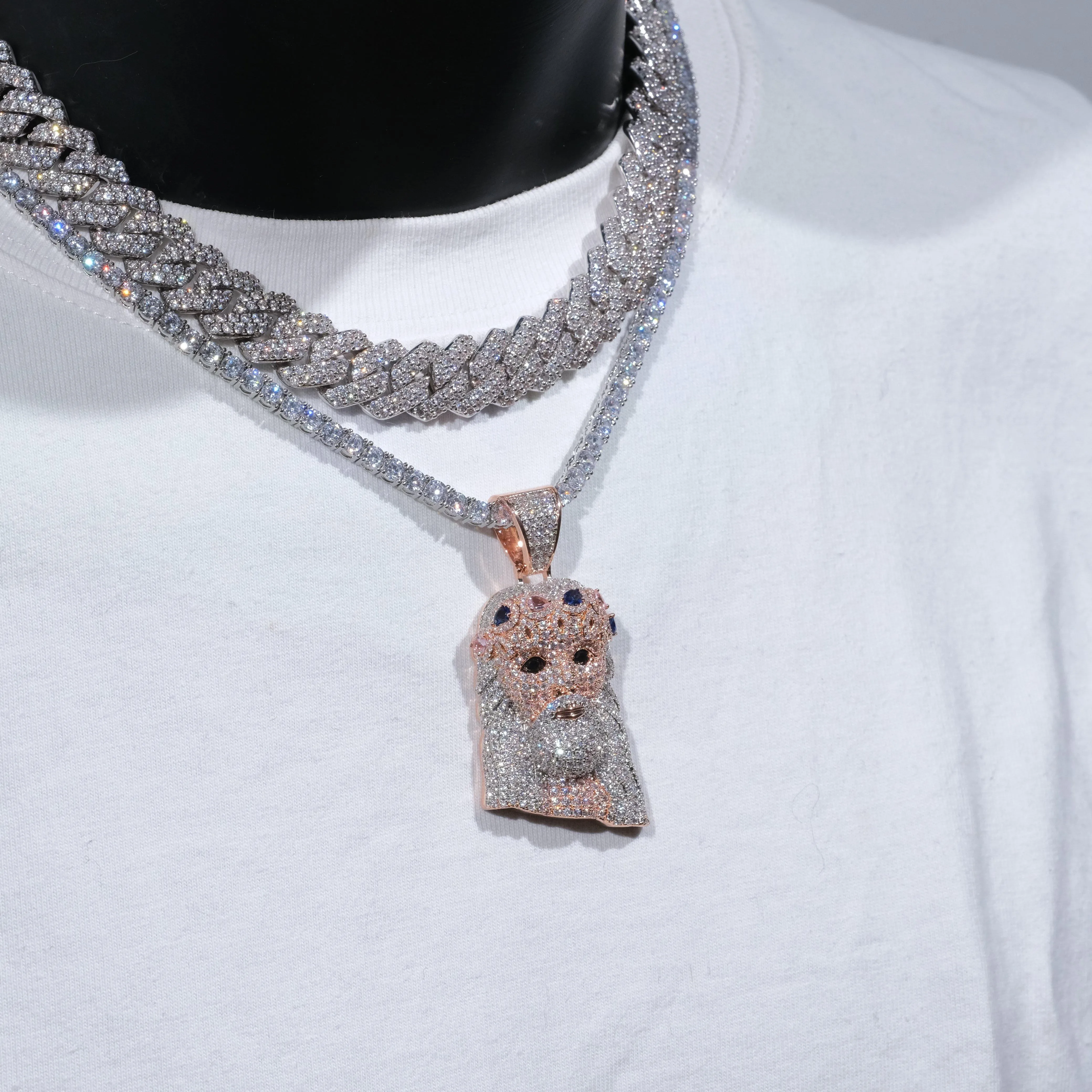 18K Gold-Plated Jesus Iced Necklace