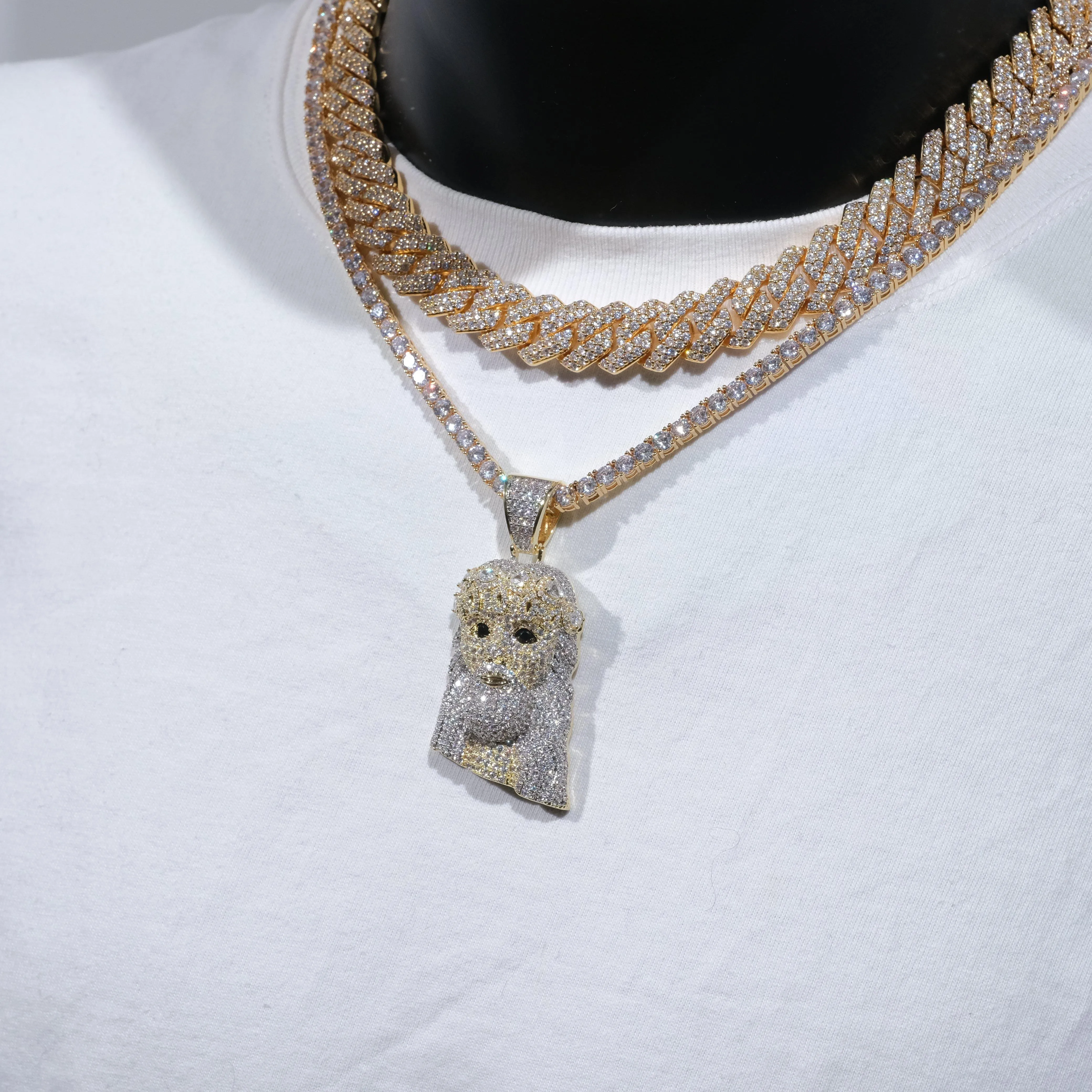 18K Gold-Plated Jesus Iced Necklace
