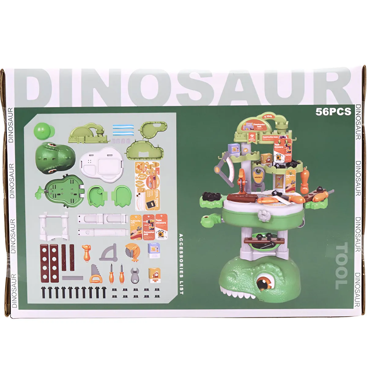 3 In 1 Dinosaur Tool Bag 56pcs