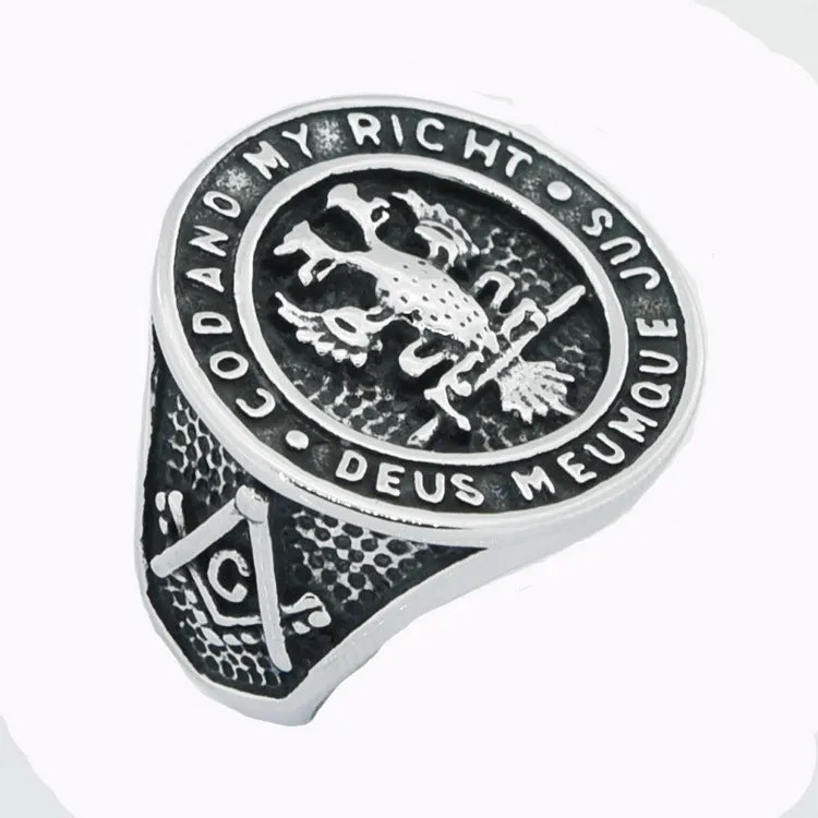 32nd Degree Scottish Rite Ring - Silver Stainless Steel Deus Meumque Jus