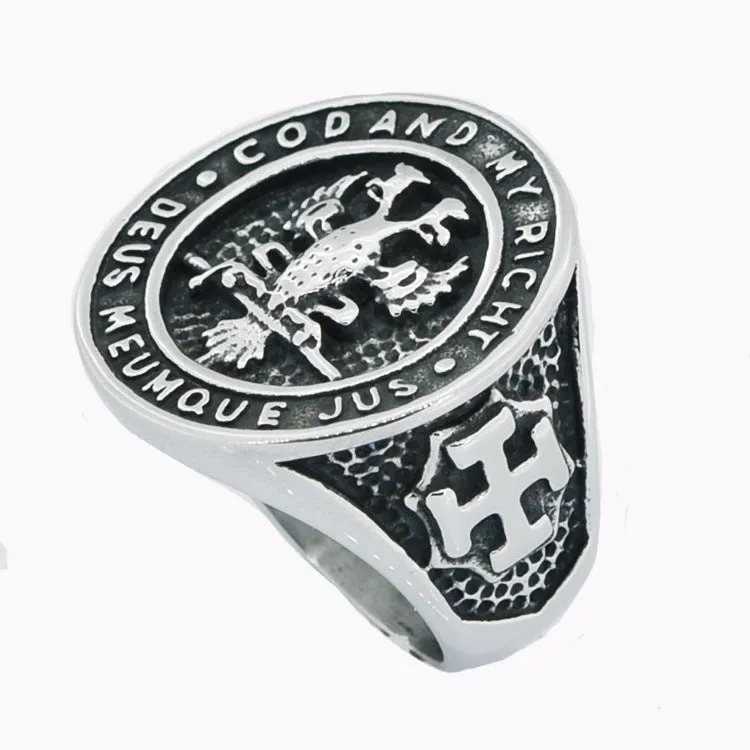 32nd Degree Scottish Rite Ring - Silver Stainless Steel Deus Meumque Jus