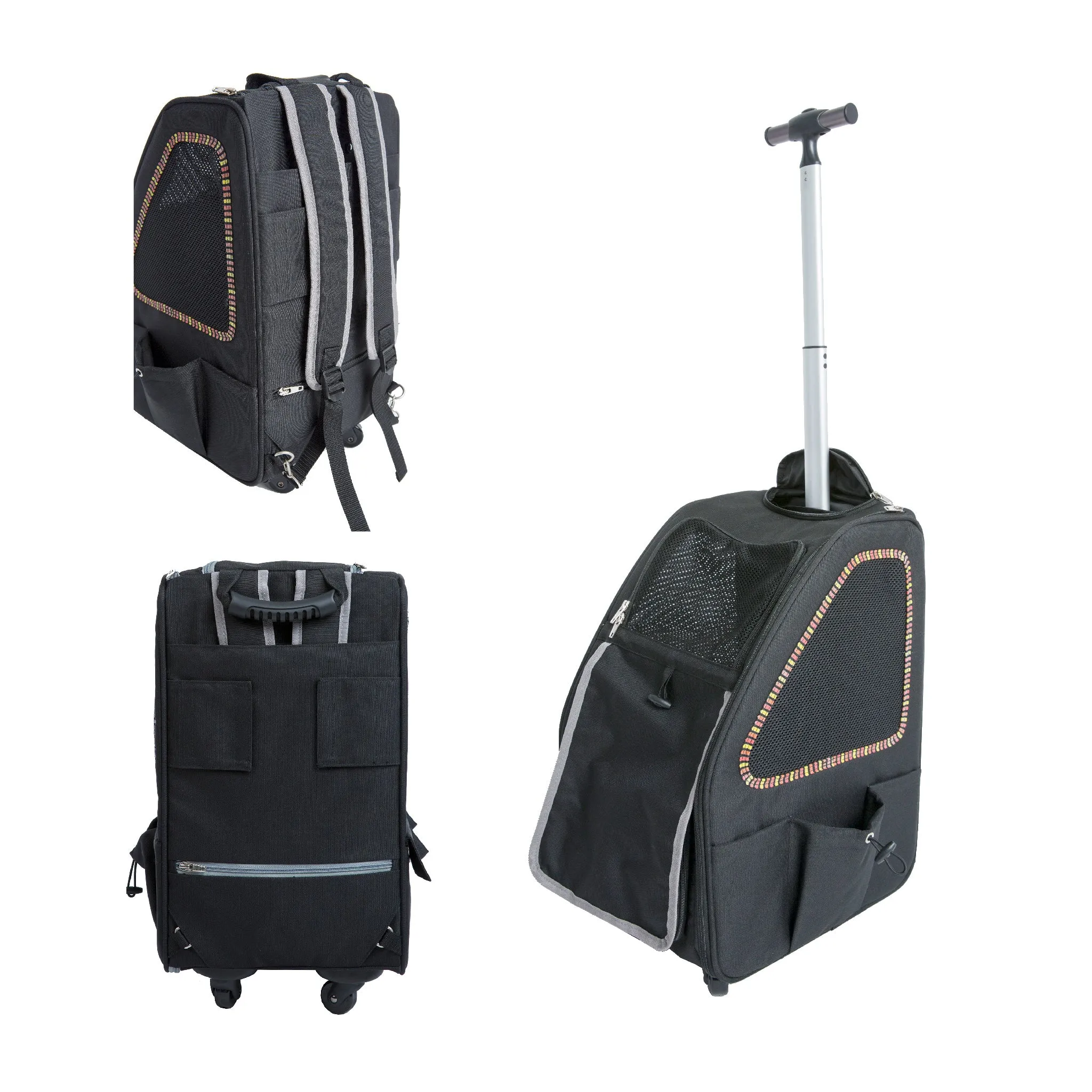 5-in-1 Complete Travel System with PET CARRIER and PET STROLLER, Stainless Steel Shock Absorption Bike Tires, Sturdy, Lightweight, Large Storage Basket, Supports pets up to 25LBS