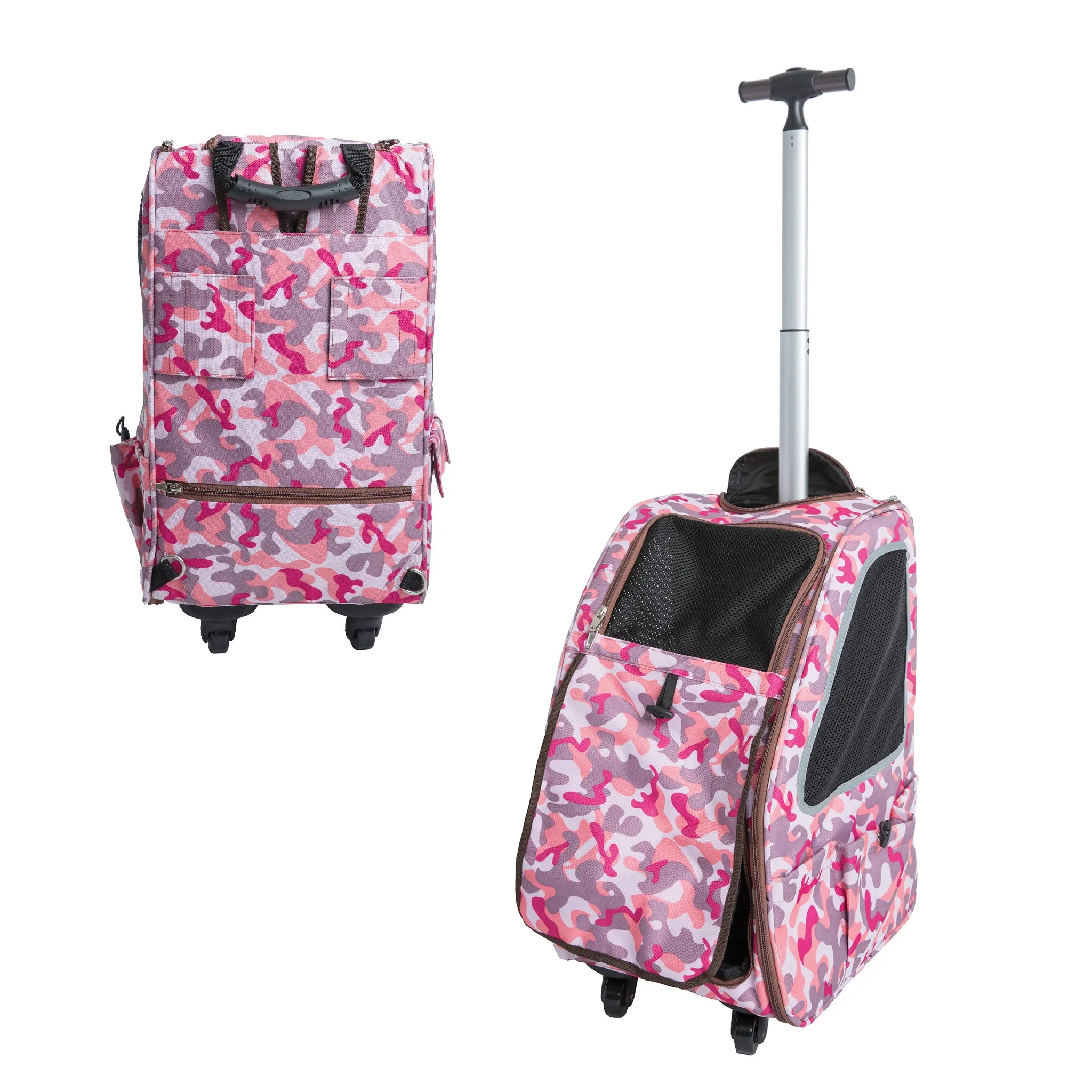 5-in-1 Complete Travel System with PET CARRIER and PET STROLLER, Stainless Steel Shock Absorption Bike Tires, Sturdy, Lightweight, Large Storage Basket, Supports pets up to 25LBS