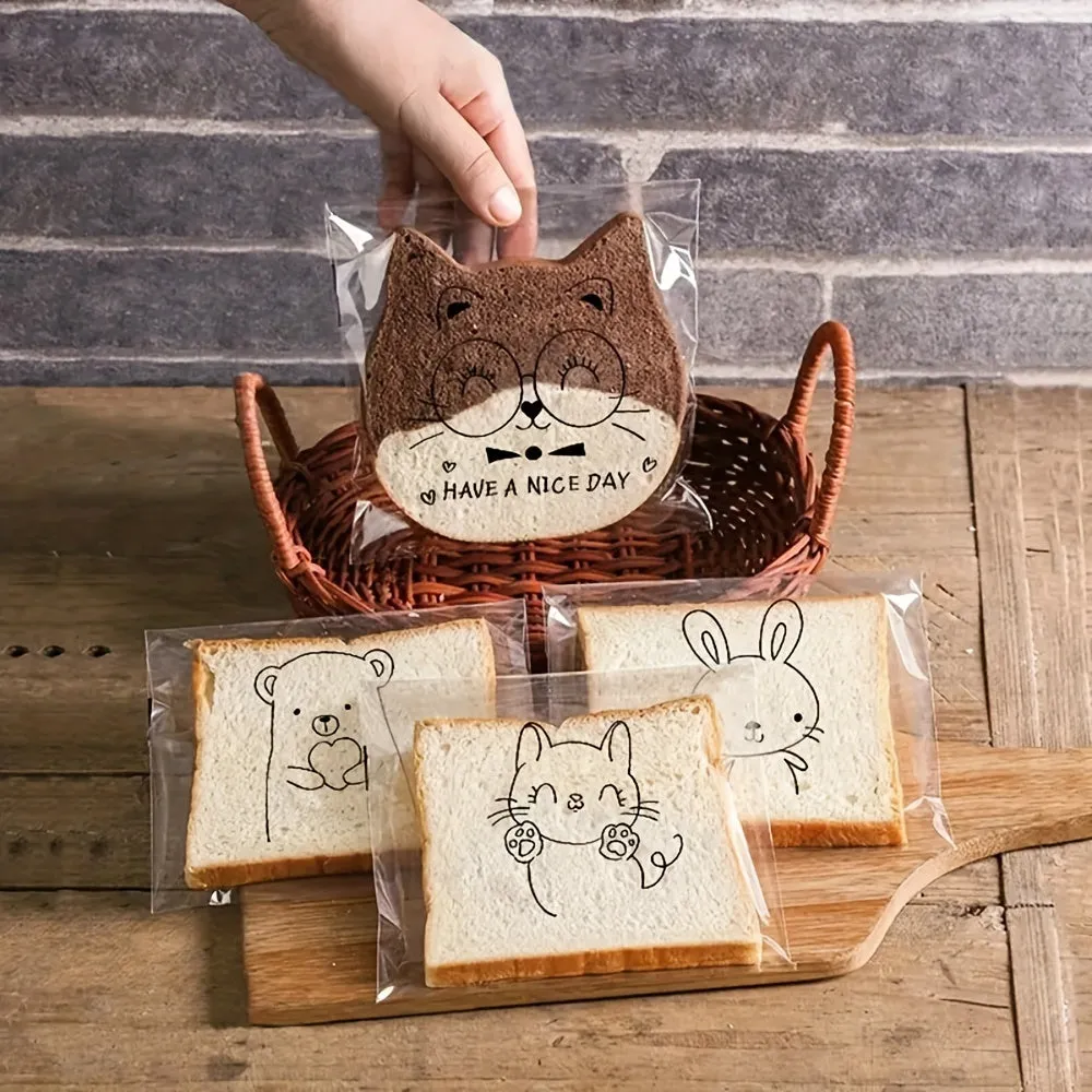 50pcs Sticky Bread And Toast Bag Reusable Zip lock Baking Storage