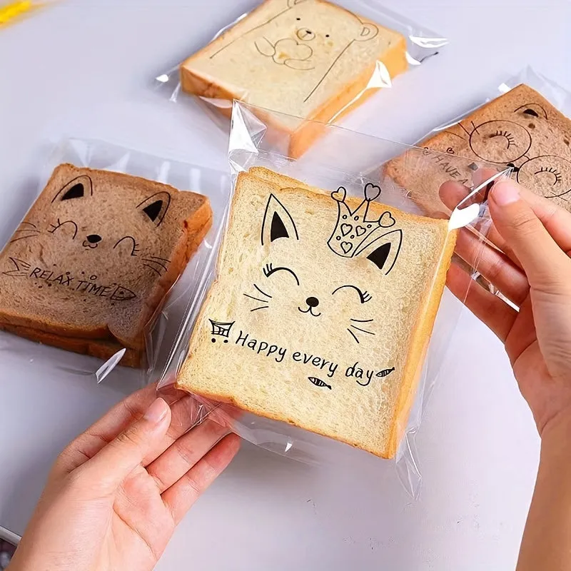 50pcs Sticky Bread And Toast Bag Reusable Zip lock Baking Storage