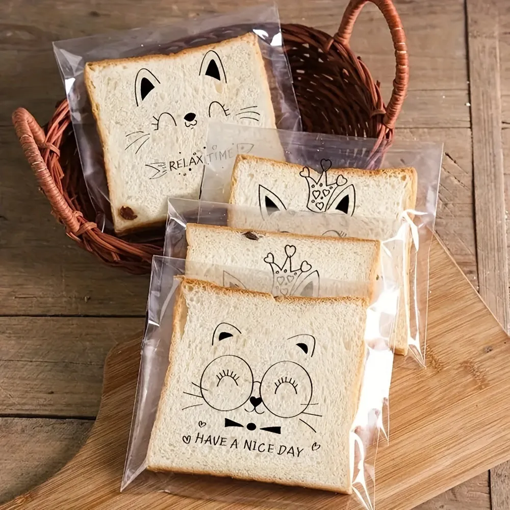 50pcs Sticky Bread And Toast Bag Reusable Zip lock Baking Storage
