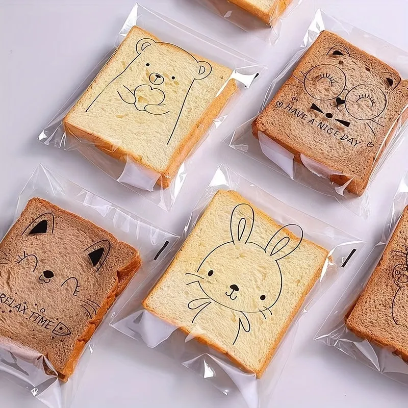 50pcs Sticky Bread And Toast Bag Reusable Zip lock Baking Storage