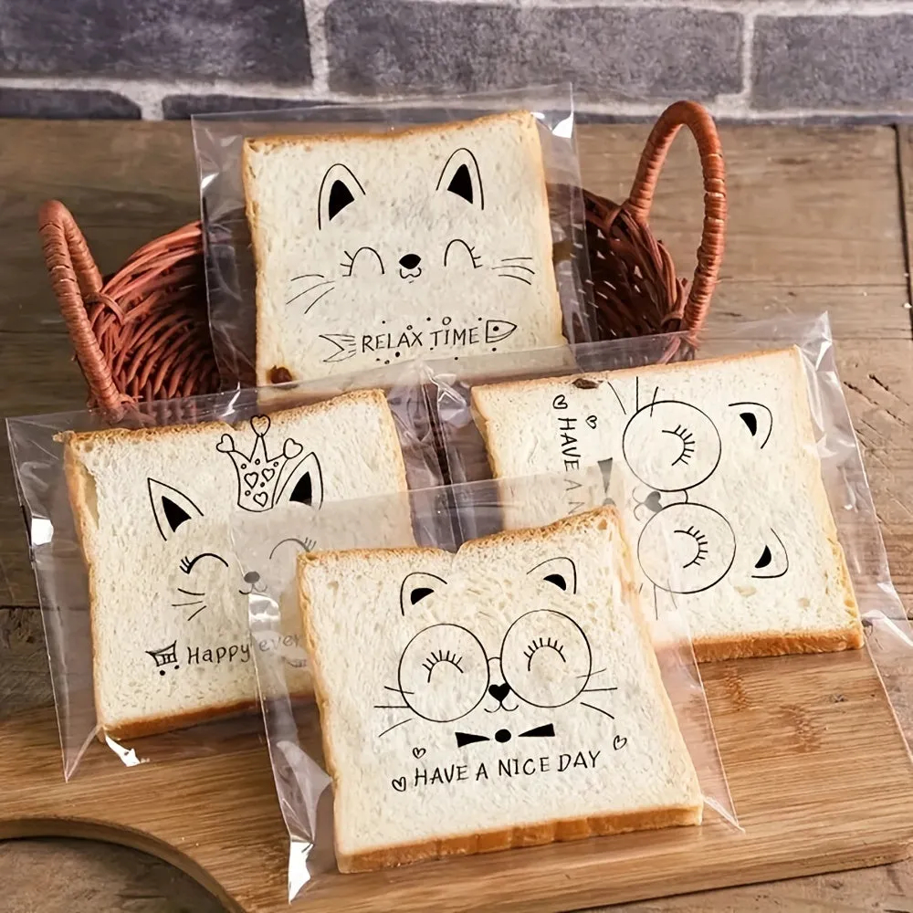 50pcs Sticky Bread And Toast Bag Reusable Zip lock Baking Storage
