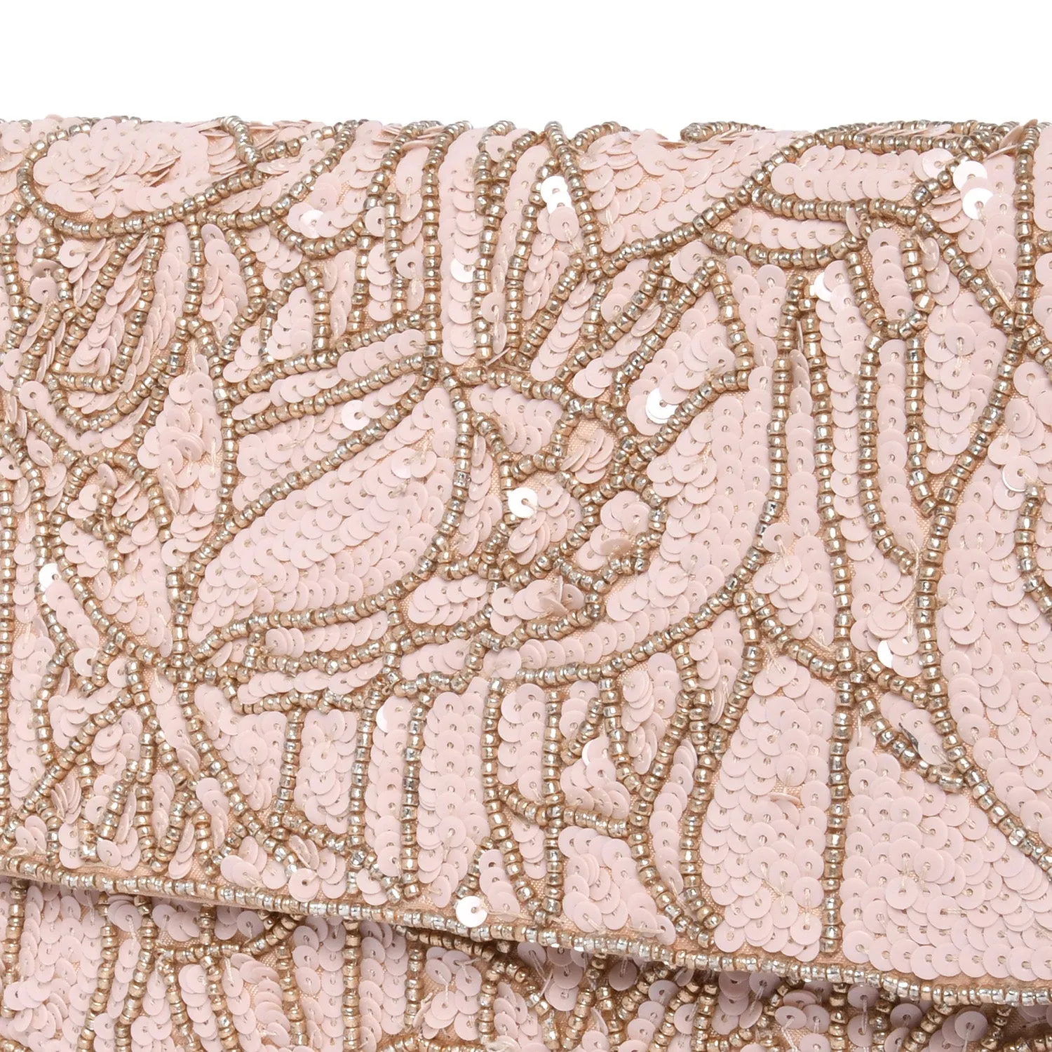 Accessorize London Women's Hand Beaded Sequin Floral Pink Party Clutch