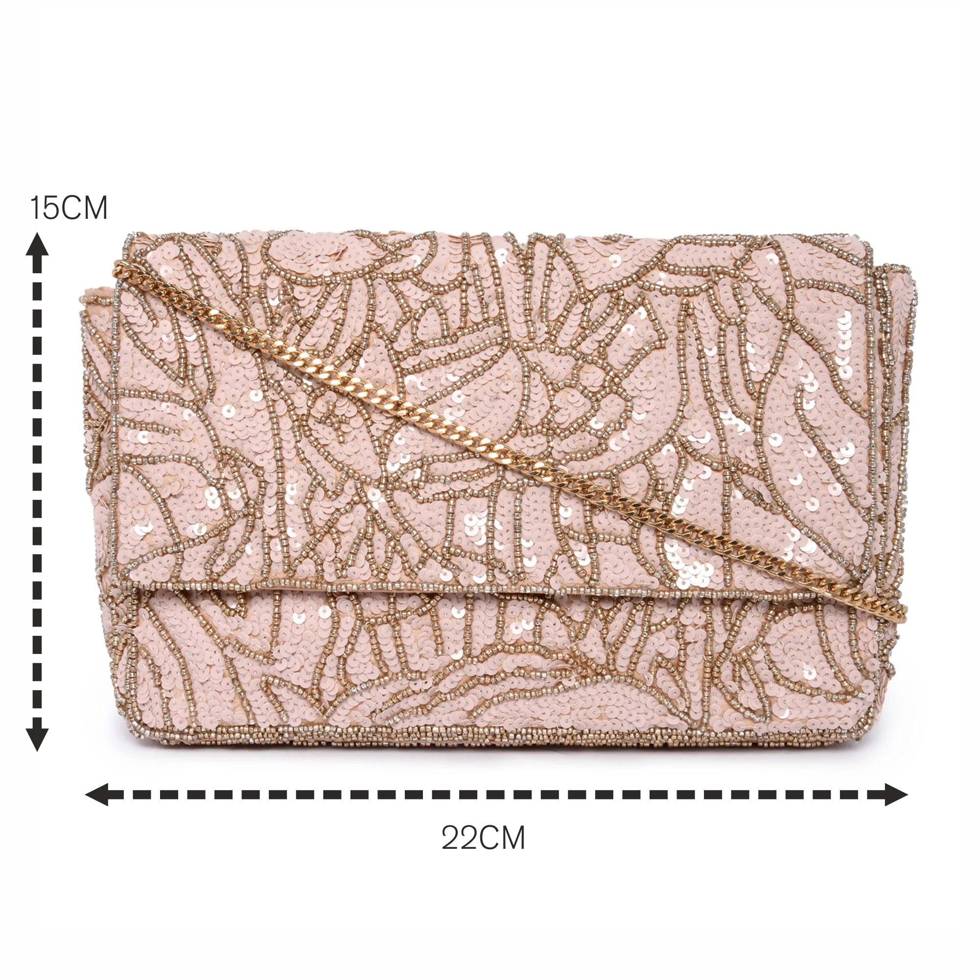 Accessorize London Women's Hand Beaded Sequin Floral Pink Party Clutch