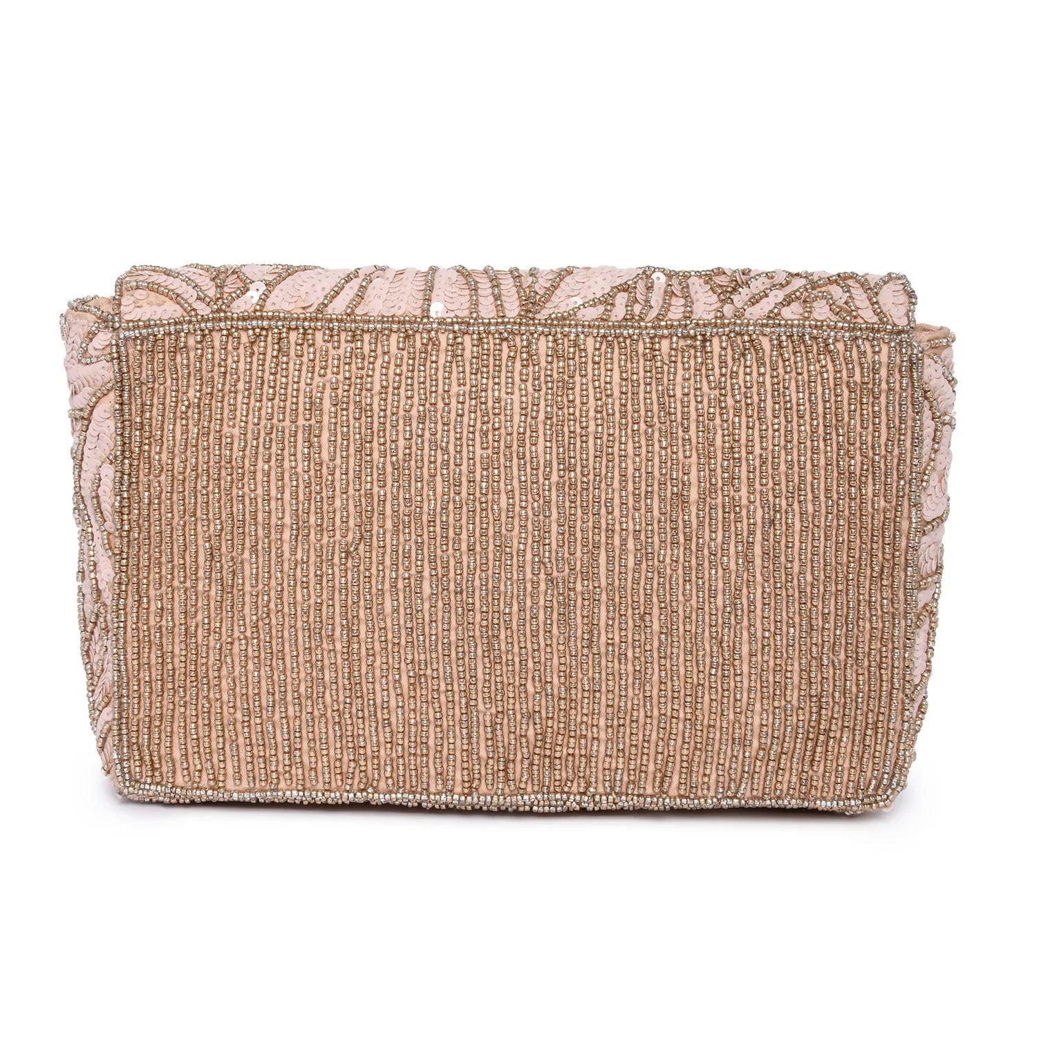 Accessorize London Women's Hand Beaded Sequin Floral Pink Party Clutch