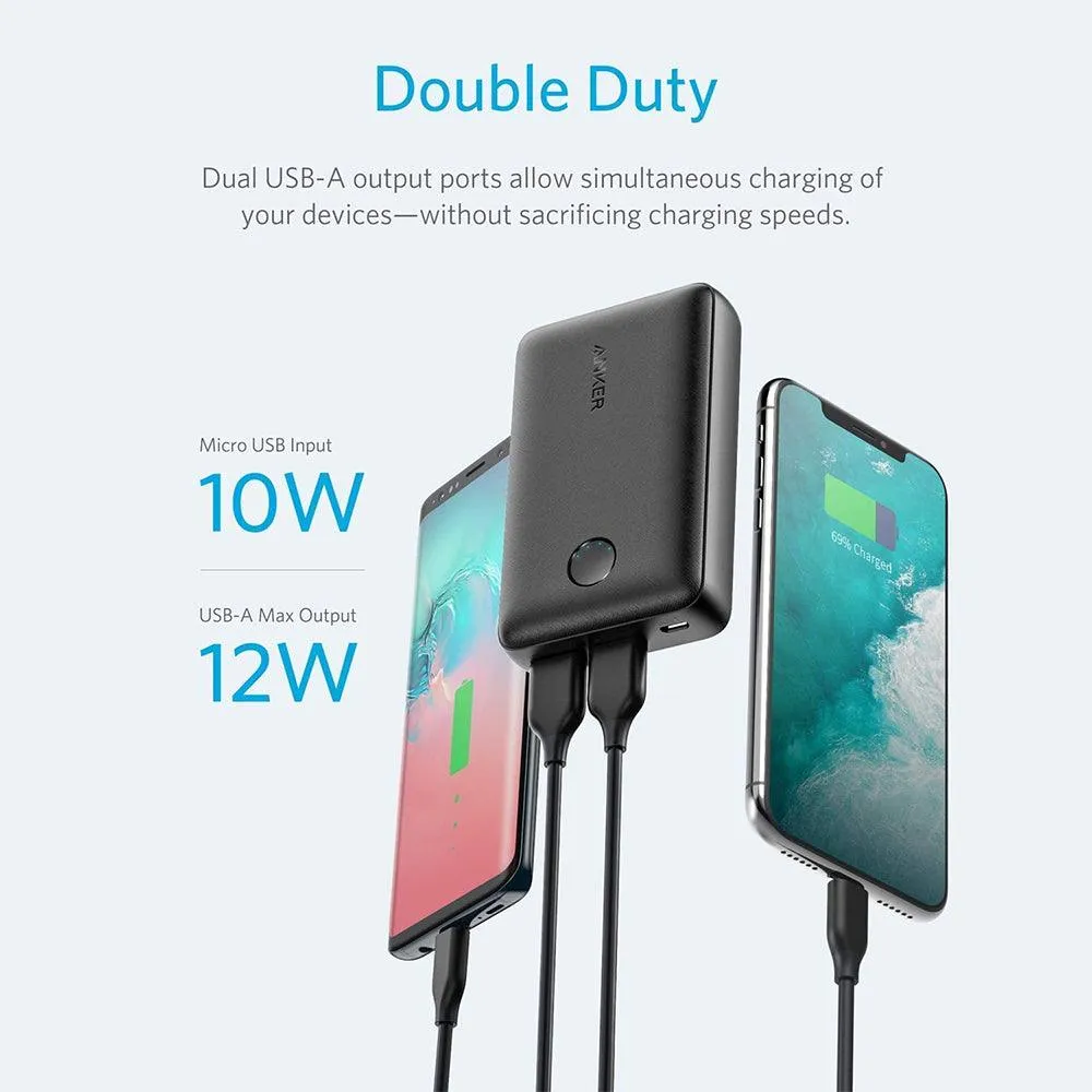 Anker PowerCore Select 10000 A1223H11 Power Bank 2x USB   Micro 12W Fast Charging 10000mAh - Black