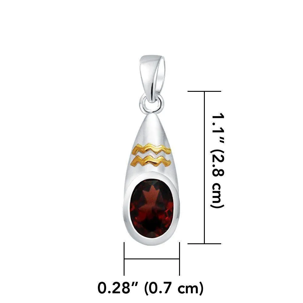 Aquarius Zodiac Symbol Silver and Gold Pendant MPD821