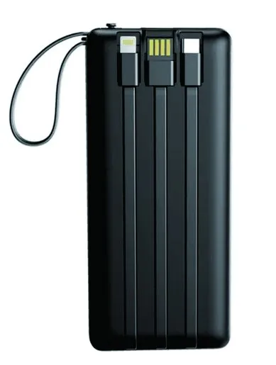 Aspor A300 10000mAh 4 in 1 Power Bank-3 Output Micro/Type C/Lightning/ USB-A