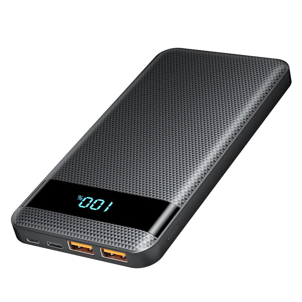 Baci PB10 Power Bank 2x USB   PD Type-C   Micro   Type-C Cable 22.5W Fast Charging 10000mAh - Black