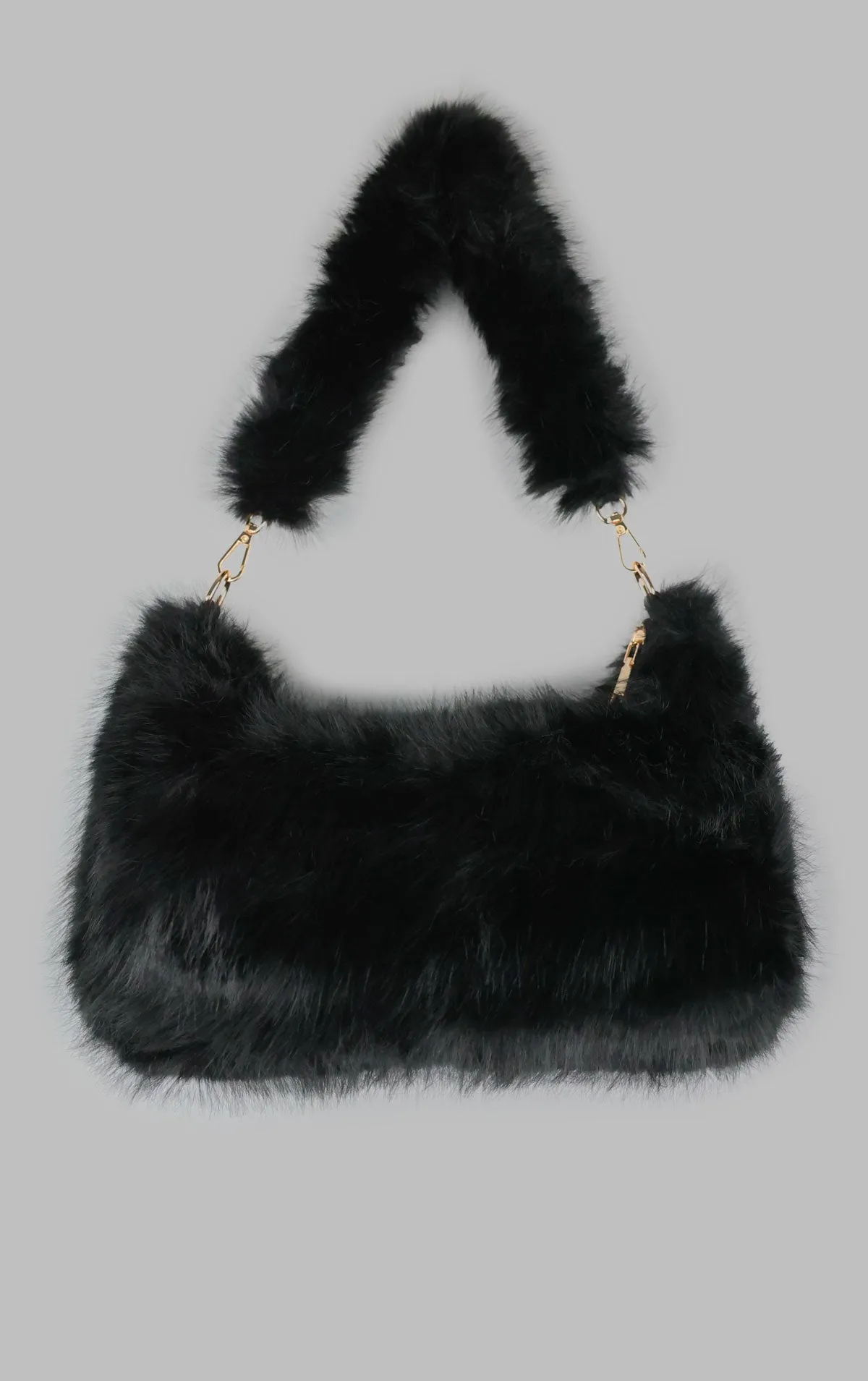 Black Faux Fur Shoulder Bag