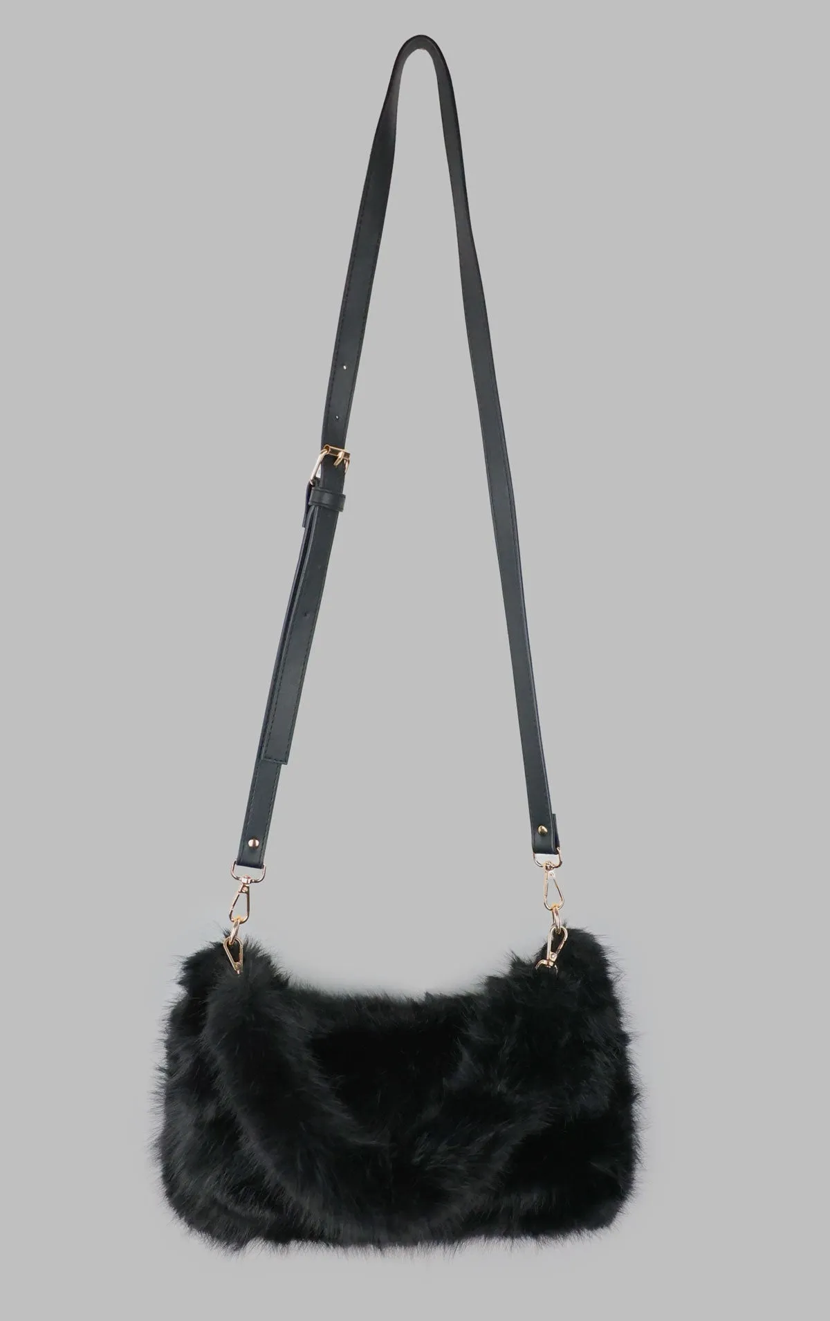 Black Faux Fur Shoulder Bag