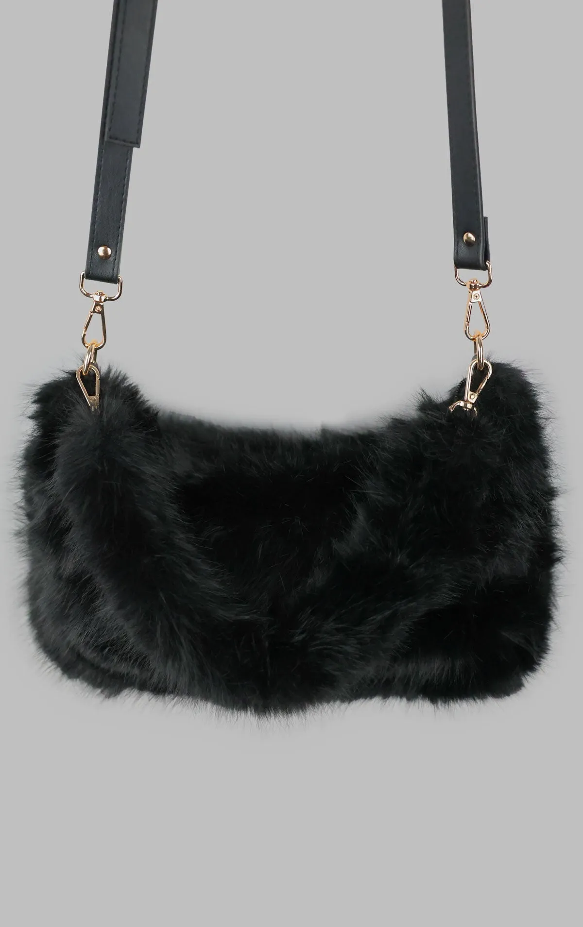 Black Faux Fur Shoulder Bag