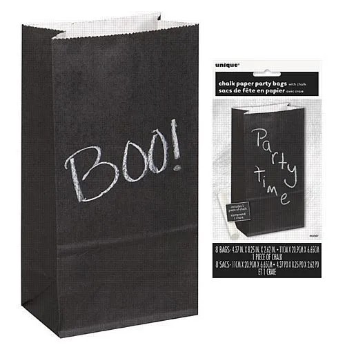 Black Paper Party Bag Including Chalk - Pack of 8