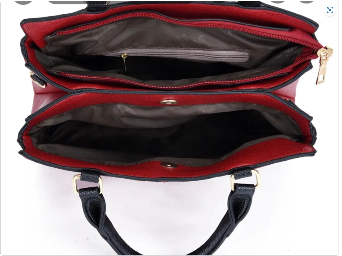 Black Vegan Leather Handbag w/ Matching Wallet