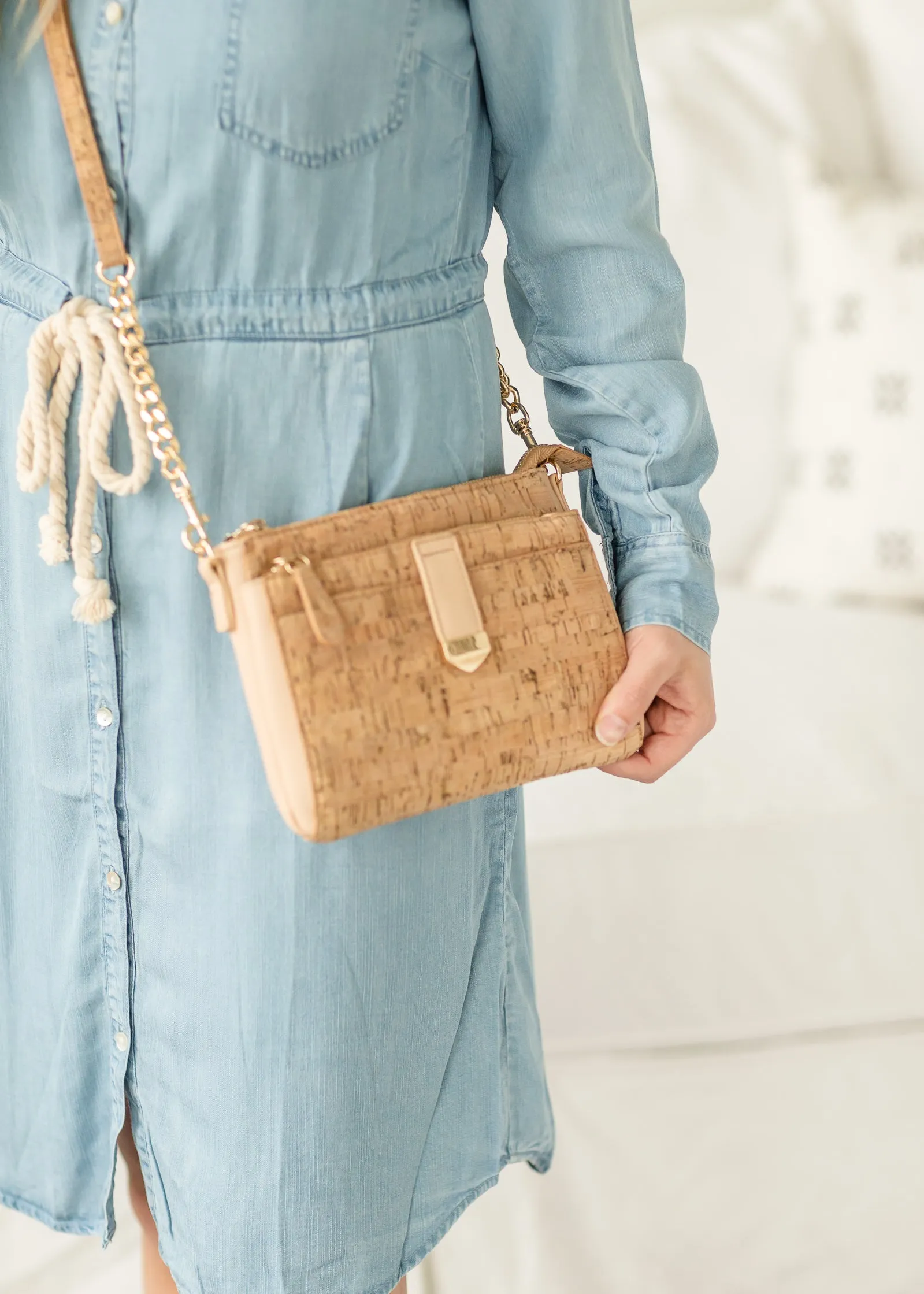 Blush Cork Clutch   Crossbody Bag - FINAL SALE