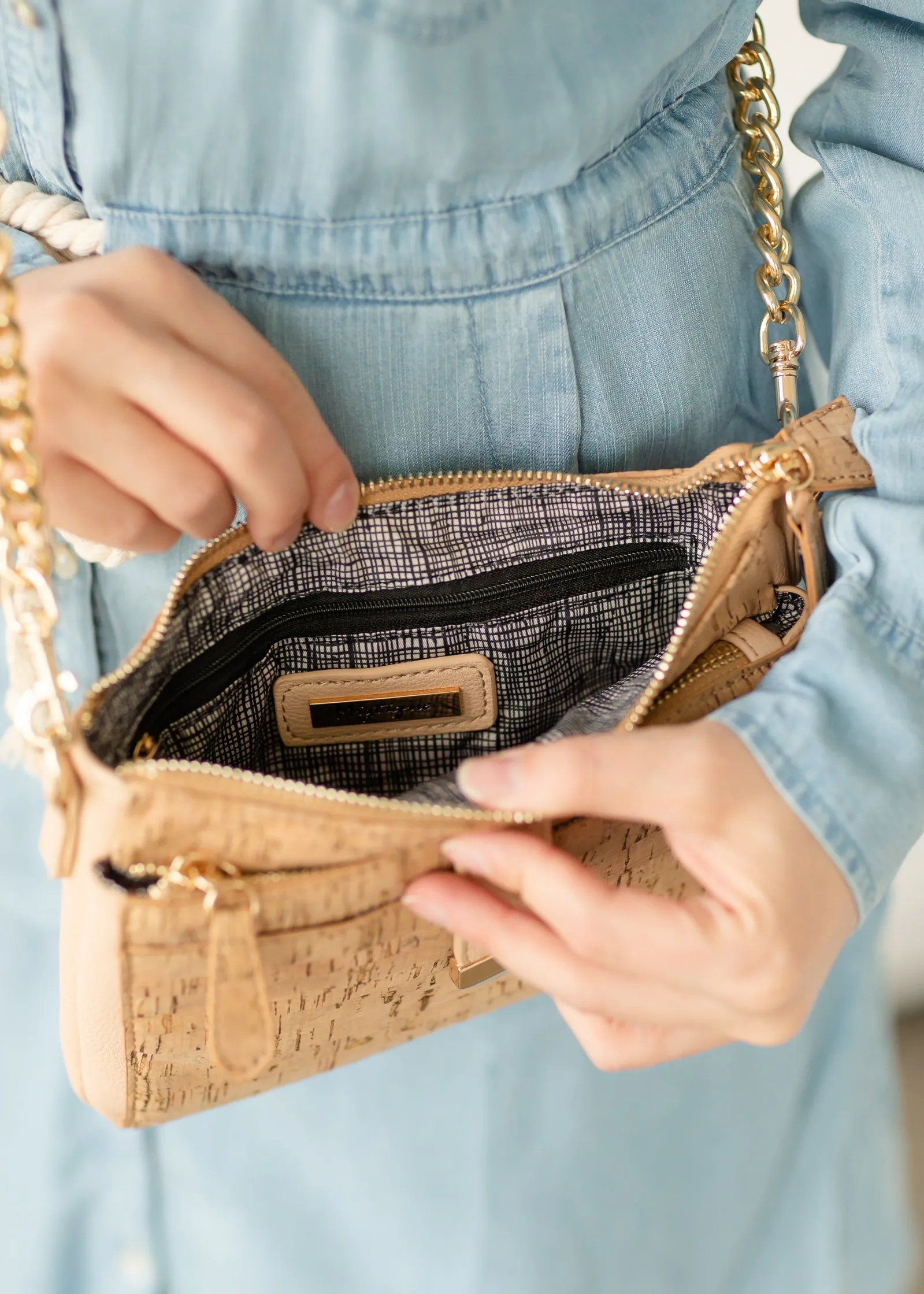 Blush Cork Clutch   Crossbody Bag - FINAL SALE