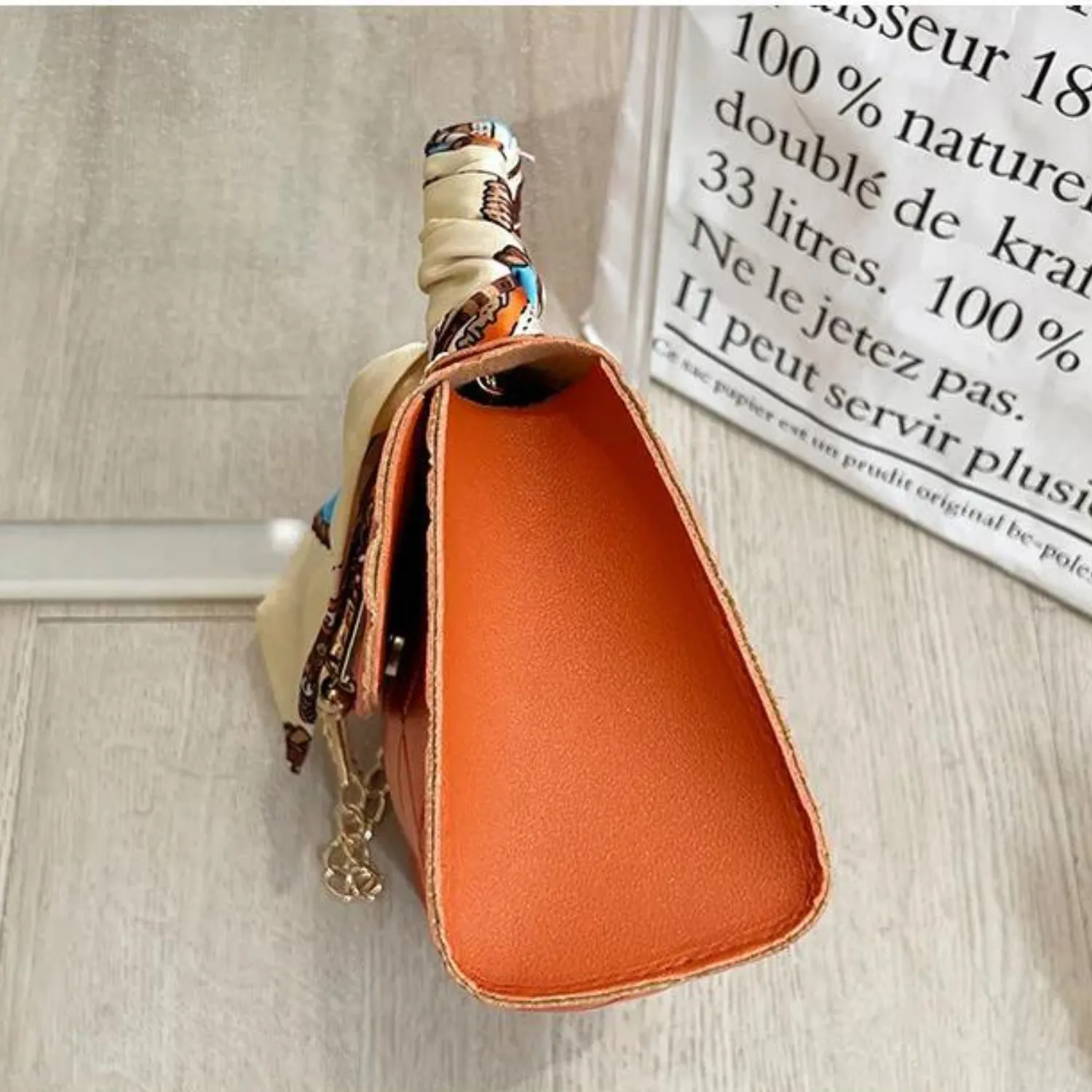 Bohemian Chic Square Scarf-Embellished Shoulder Bag