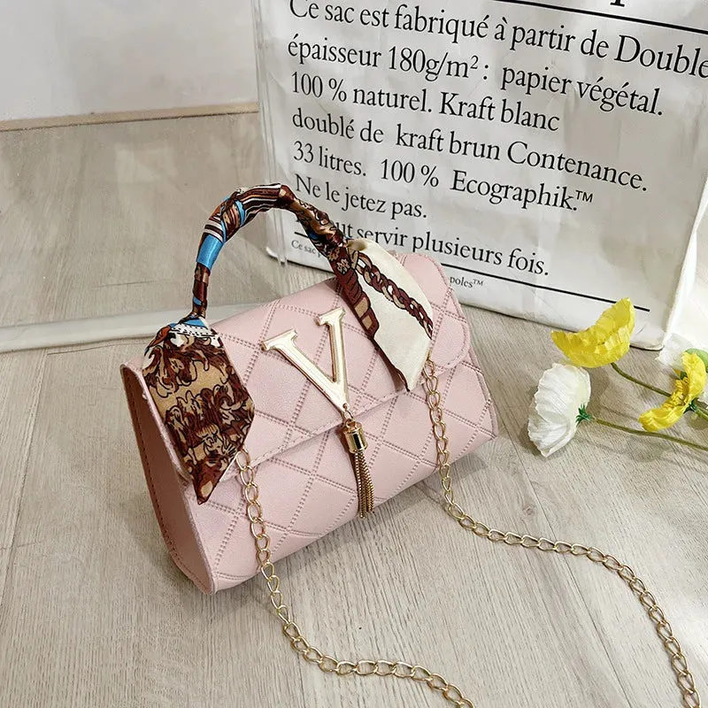 Bohemian Chic Square Scarf-Embellished Shoulder Bag