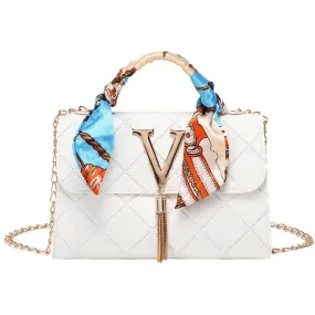 Bohemian Chic Square Scarf-Embellished Shoulder Bag