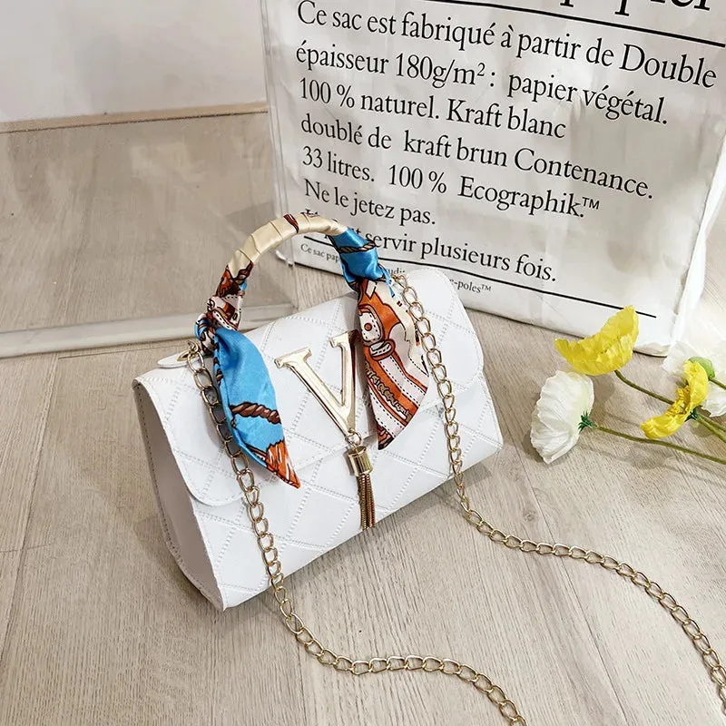 Bohemian Chic Square Scarf-Embellished Shoulder Bag