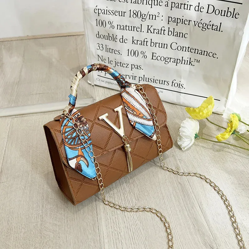 Bohemian Chic Square Scarf-Embellished Shoulder Bag