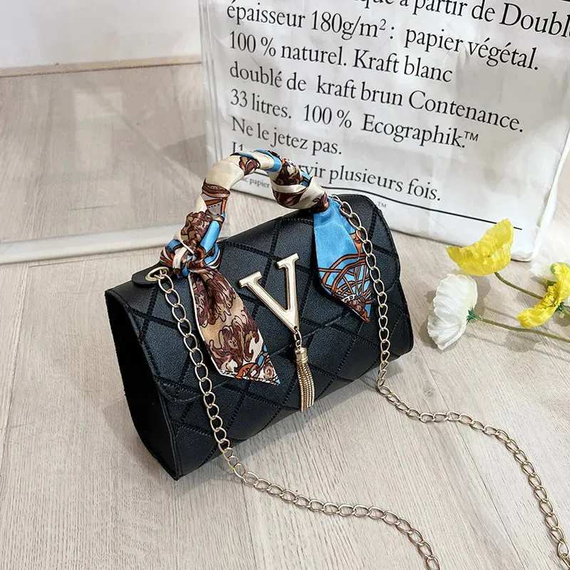 Bohemian Chic Square Scarf-Embellished Shoulder Bag