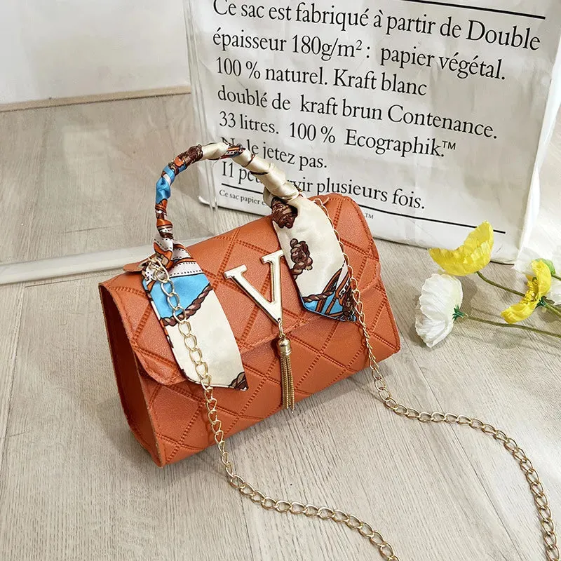 Bohemian Chic Square Scarf-Embellished Shoulder Bag