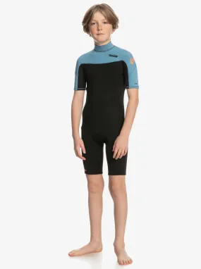 Boys 8-16 2/2mm Everyday Sessions Short Sleeve Back Zip Springsuit - Black/Provincial Blue