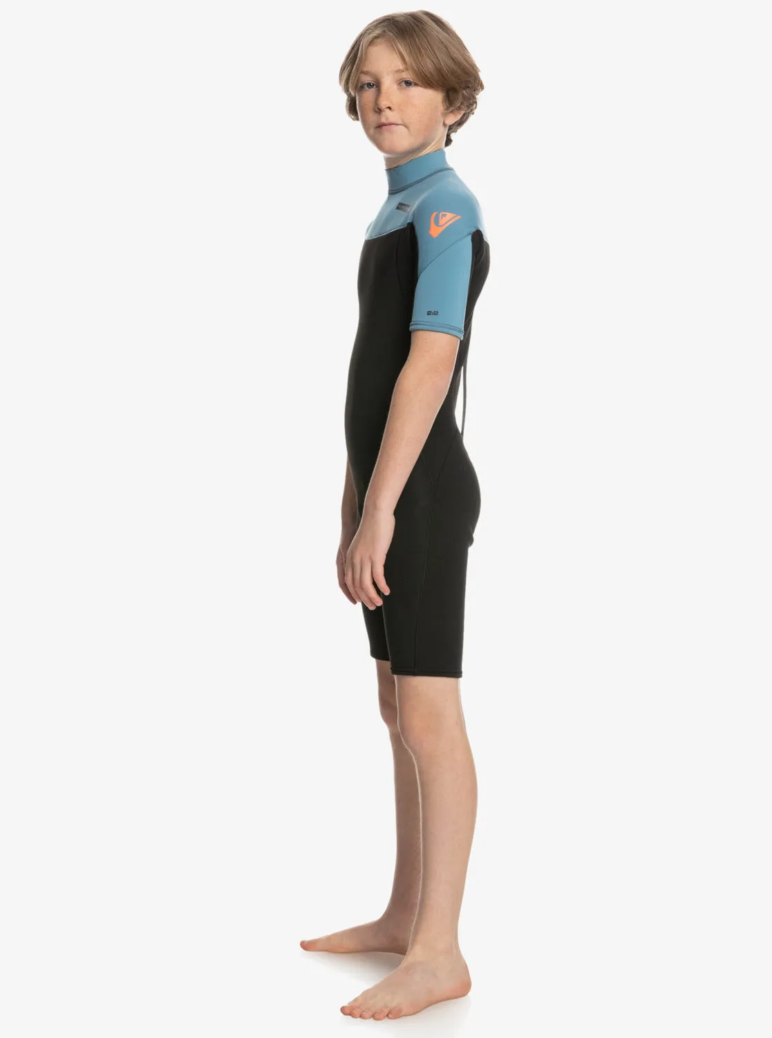 Boys 8-16 2/2mm Everyday Sessions Short Sleeve Back Zip Springsuit - Black/Provincial Blue