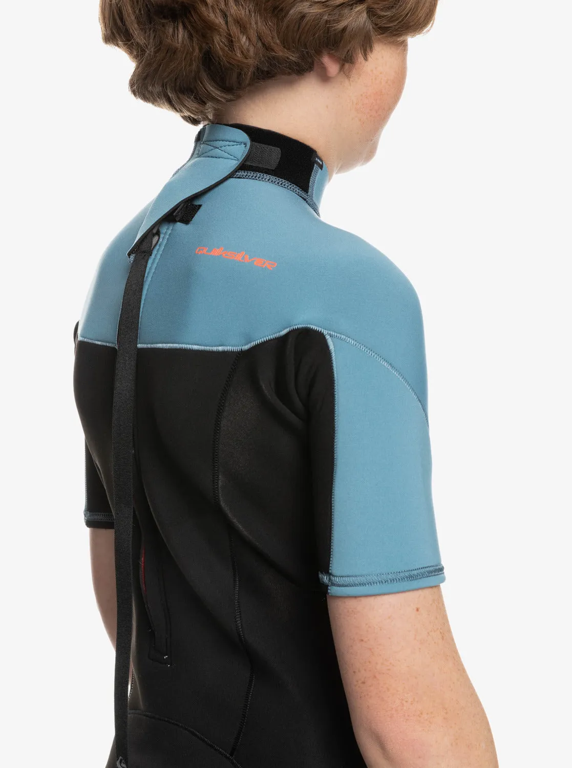 Boys 8-16 2/2mm Everyday Sessions Short Sleeve Back Zip Springsuit - Black/Provincial Blue