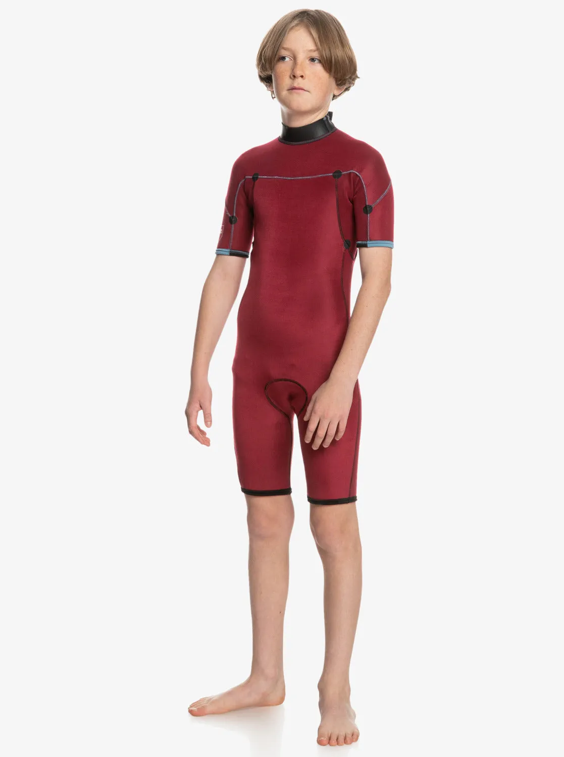 Boys 8-16 2/2mm Everyday Sessions Short Sleeve Back Zip Springsuit - Black/Provincial Blue