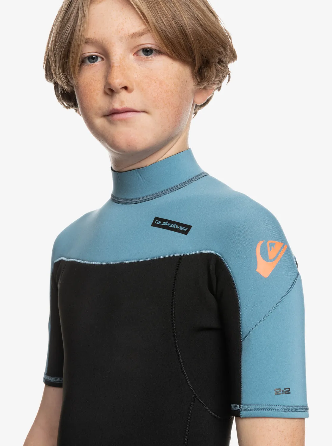 Boys 8-16 2/2mm Everyday Sessions Short Sleeve Back Zip Springsuit - Black/Provincial Blue