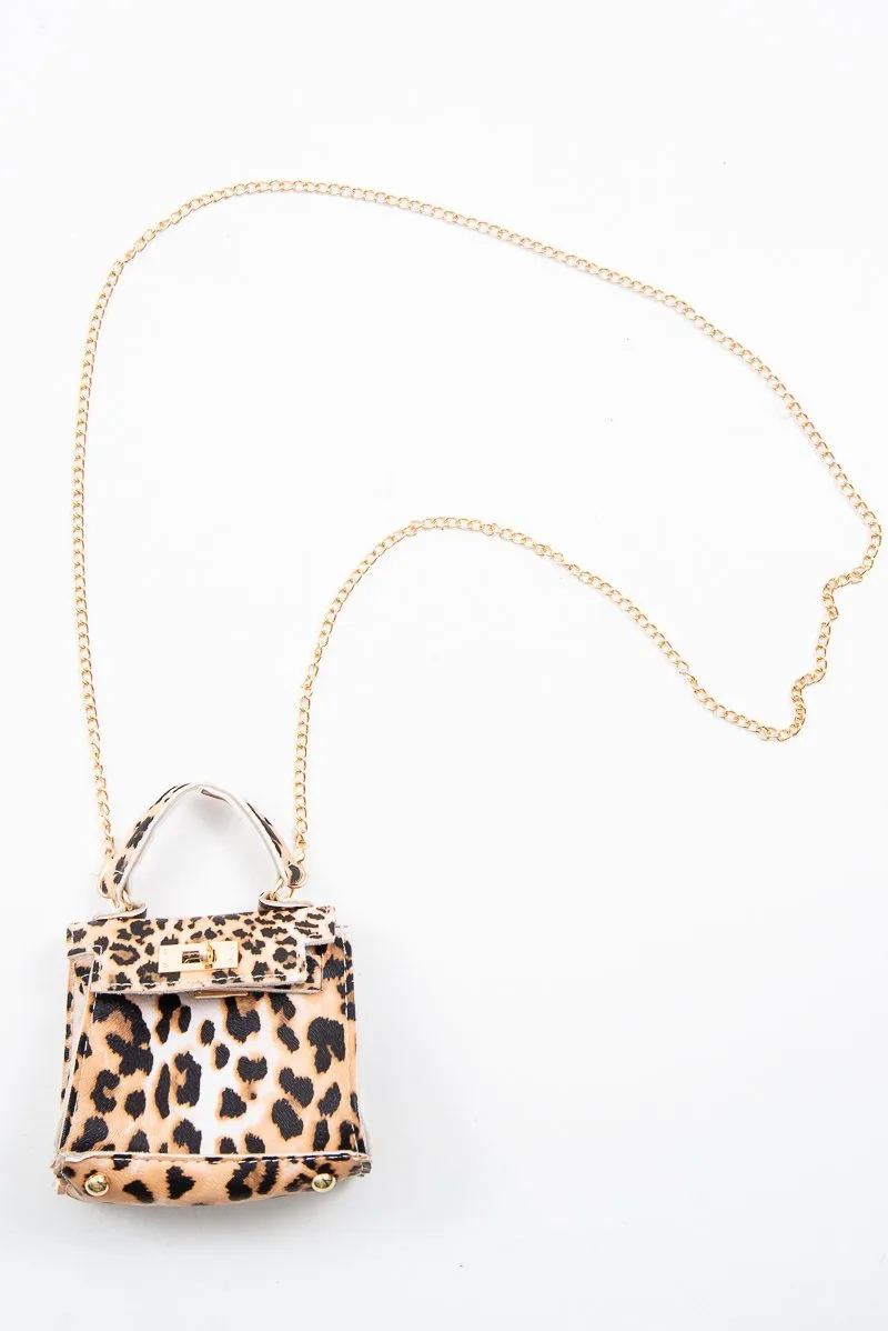 Brown Leopard Faux Leather Mini Handbag - Ramie