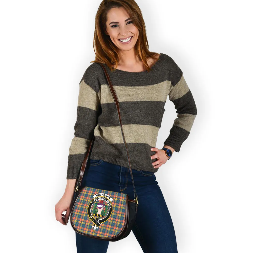 Buchanan Ancient Tartan Saddle Bag with Family Crest
